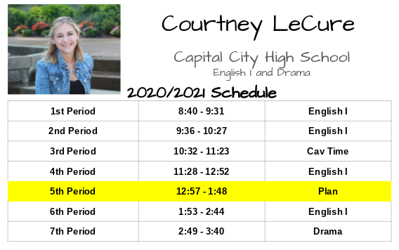 Mrs. LeCure's Schedule